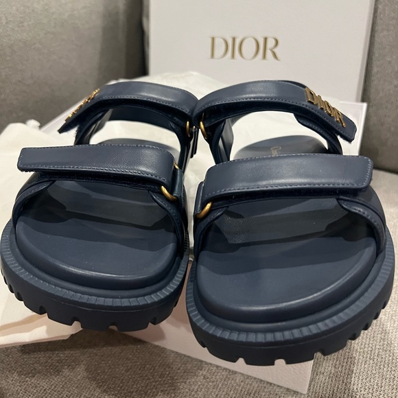 NEW Dior Navy Blue Leather DiorAct Dad Sandals - Picture 6 of 10